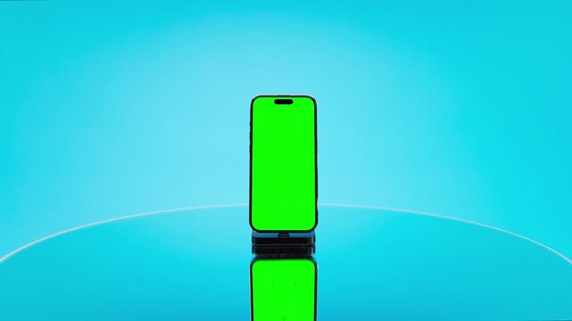 Green Screen Smartphone Reveal on Blue Background