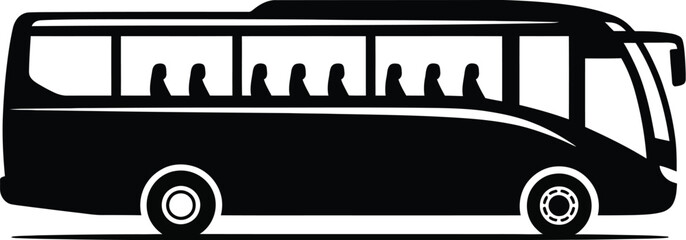 Tour, bus silhouette collection with coach vehicle symbols for tourism, public transport and travel design, editable vector set. © Rashed 