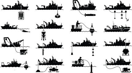 Various ships performing underwater and construction tasks © MD. SOHAN MIA
