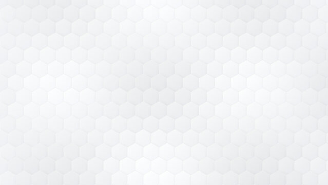 A clean white hexagonal grid pattern background representing modern technology and geometric structural efficiency concepts