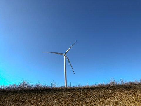 illustration d'une &eacute;olienne de couleur blanche en plein champ
