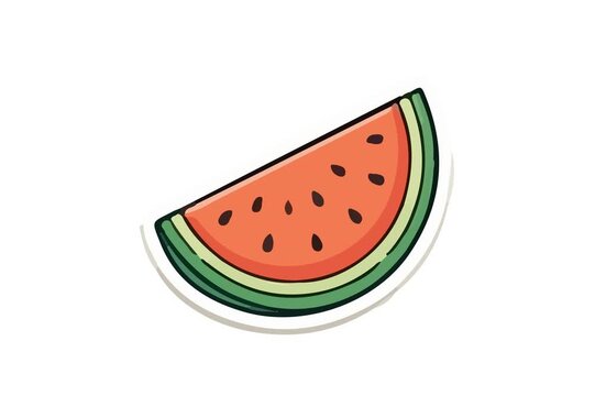 The video features a static digital illustration of a single wedge-shaped slice of watermelon against a plain white background.