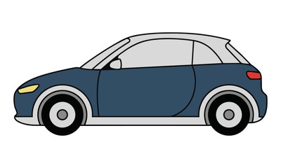 Fototapeta premium Sleek electric city coupe car with clean monoline outlines on a solid white background modern automotive design concept