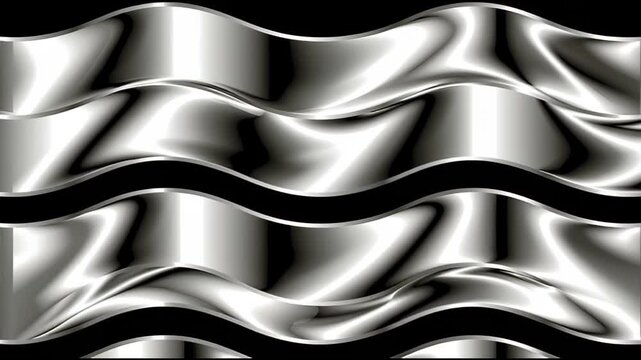 Reflective chrome metallic waves flowing abstract background, abstract motion background for modern creative design