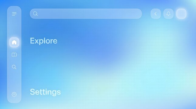 Glassmorphism User Interface Design Template on Blue Gradient Background