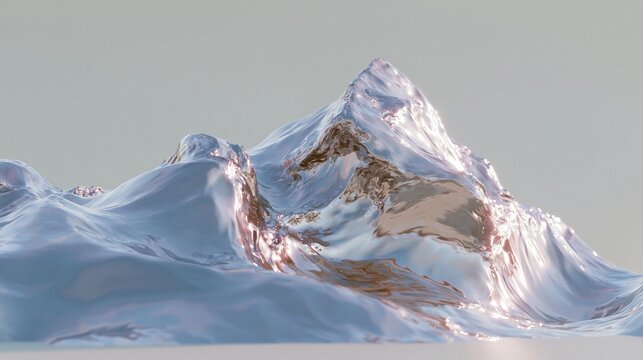 3d rendering of a mountain peak. the peak is made up of multiple layers of ice, with the top layer being a light blue color and the bottom layer a darker blue.