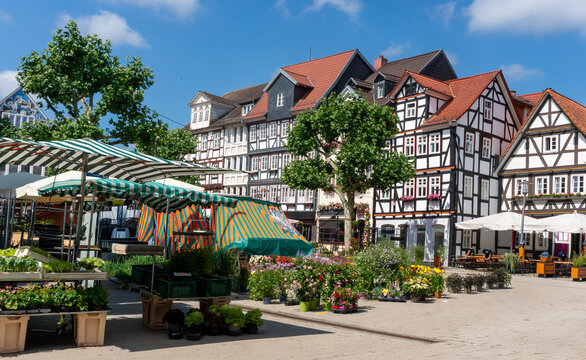 View of the Old Town of Bad Hersfeld with the Market Square, Hesse, Germany