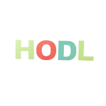 Colorful hodl text letters representing cryptocurrency investment strategy