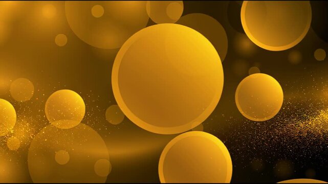 Luxury golden bokeh lights glowing on dark background festive, abstract motion background for modern creative design