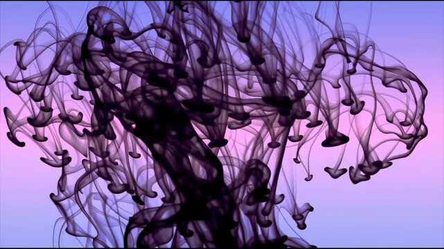 Vibrant ink blooming and spreading in water abstract background, abstract motion background for modern creative design