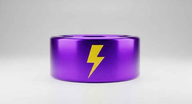 Purple ring with yellow lightning bolt symbol