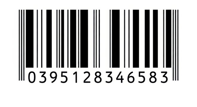 Black barcode with numbers on white
