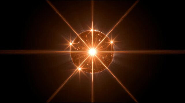 Warm gold lens flare and sun burst light overlay, abstract motion background for modern creative design projects