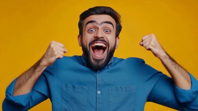 A joyful individual celebrating or cheering.