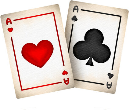Ace of hearts and ace of clubs playing cards