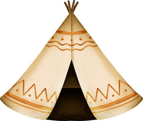 Beige decorated tipi tent with open entrance © Je