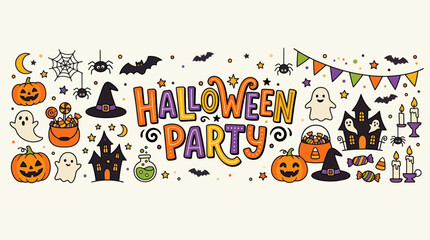 Fototapeta premium Colorful halloween themed party banner
