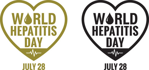 World hepatitis day awareness golden black heart logos for july 28th viral disease campaign © Farjana