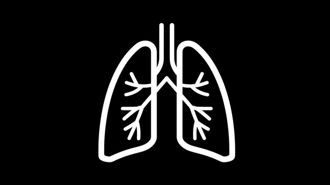 Trendy flat glyph vector icon set featuring lungs with modern outline strokes.