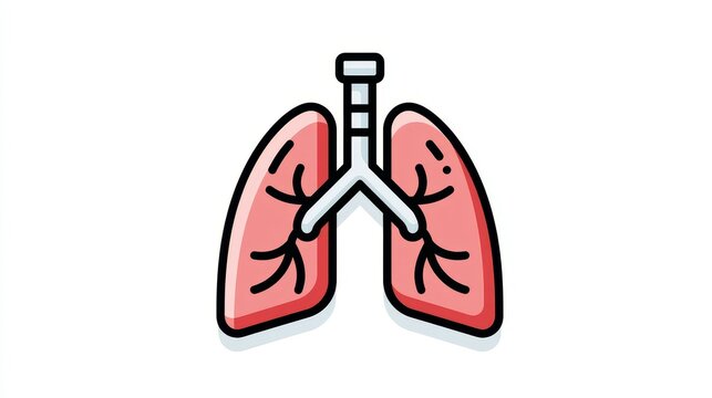 Trendy flat glyph vector icon set featuring lungs with modern outline strokes.