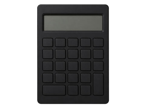 Black calculator isolated on transparent background