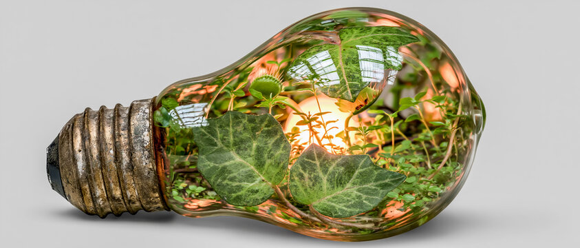 緑の植物を内包した電球で表すサステナブルな未来