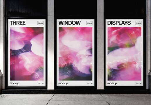 3 Storefront Windows Mockup For Branding And Retail Design