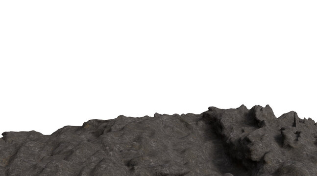Rugged grey lunar surface isolated, alien planet landscape, cratered volcanic terrain