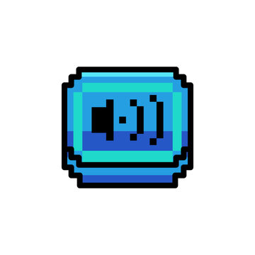 Blue pixel art design with black outline and bars on white background vector