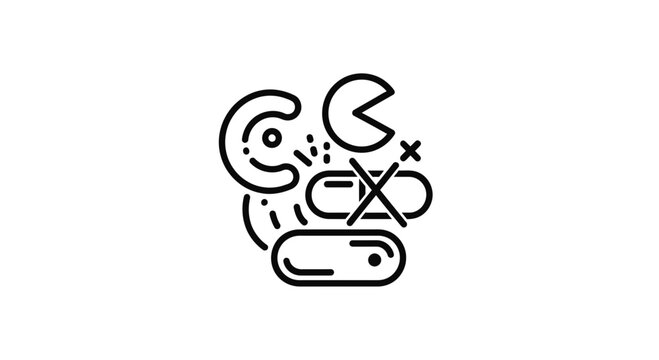 Abstract Icon of Antibiotic Resistance: Bacteria and Inhibitor Symbol
