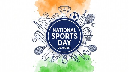 Fototapeta premium National Sports Day. National Sports Day Concept Is Line Art Vector.
