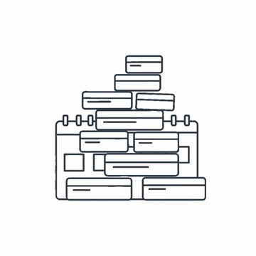 Stacked calendar blocks with deadlines and tasks, planning and scheduling concept, icon vector