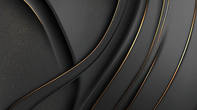 Abstract dark background with gold lines and sparkles