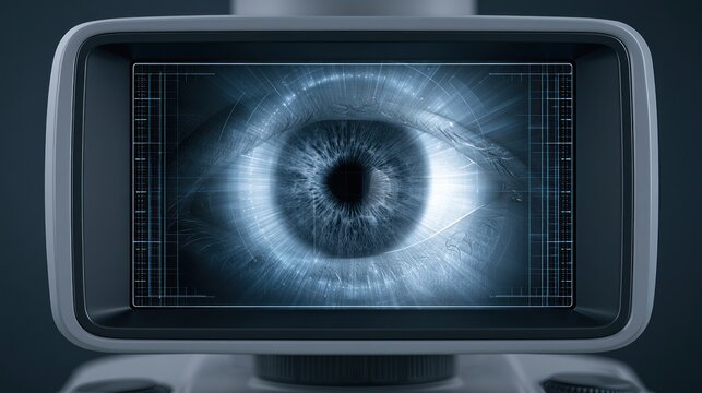 Close up of an eye on a digital screen