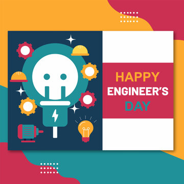 World Engineer Day flat Icons, colorful Abstract background design vector illustration.
