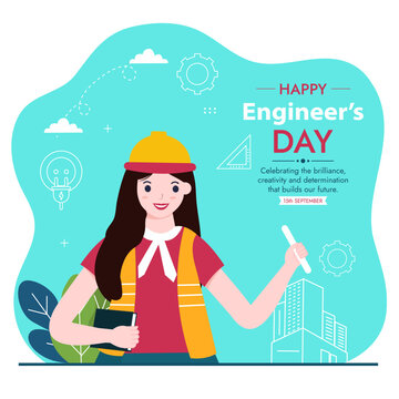World Engineer Day flat Icons, landing page, banner, poster or header design Abstract background vector illustration.