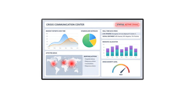 Crisis Management Dashboard Displaying Incident Reports and Resource Allocation