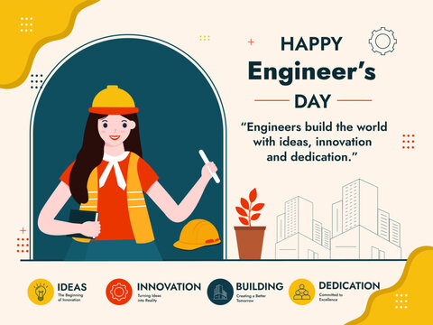 World Engineer Day flat Icons, landing page, banner, poster or header design Abstract background vector illustration.