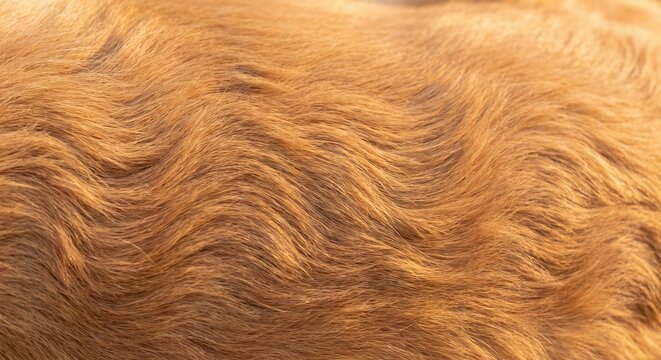 A detailed close up macro background showcasing the thick wavy and soft pattern of golden ginger or brown colored animal fur