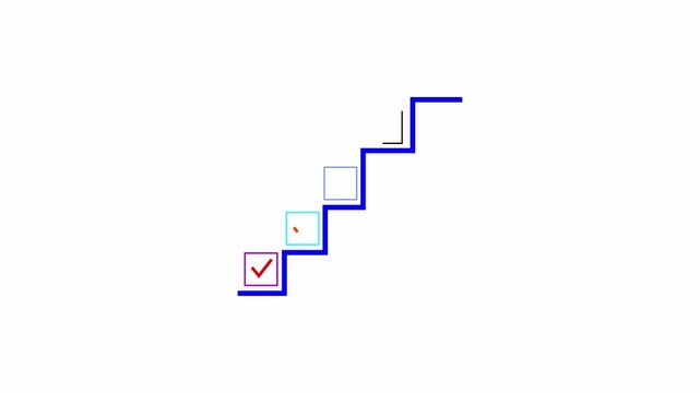 Task Completion Checklist with Five Stages Animation Five Step Progress and Achievement Icon Animation 4k Video,