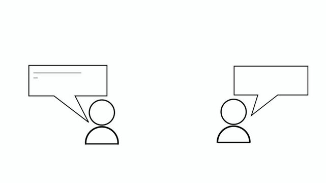 Two People Communicating with Speech Bubble Icon AnimationAnimated Conversation Icon with Two People and Chat Bubble 4k Video,