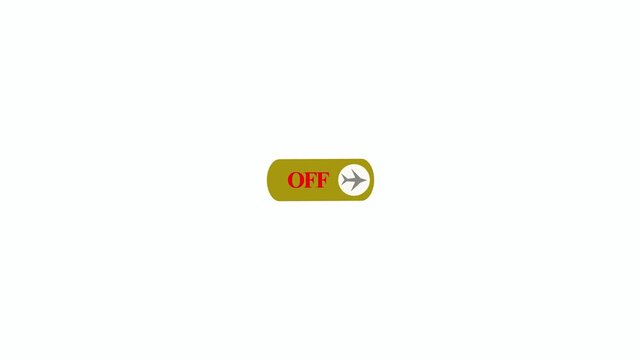 Airplane Mode Off Toggle Switch Animation on White Background Mobile Airplane Mode OFF Button Animation HD VIdeo,