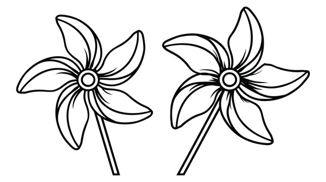 Pinwheel vector illustration of two paper wind toys