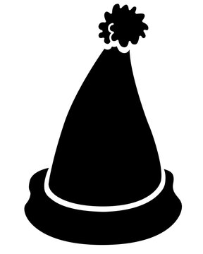 Santa Claus hat - vector silhouette for a logo, pictogram, or stencil. Santa hat for laser cutting