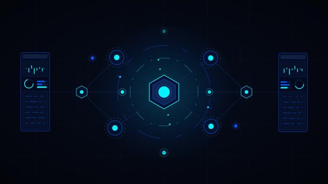 Futuristic Digital Interface Network Visualization For Video.