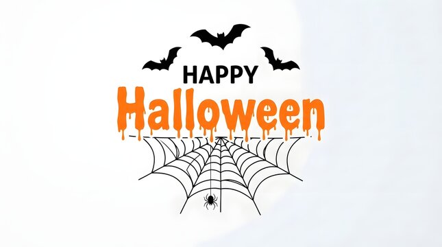 Happy halloween graphic spooky bats web typography for festive celebrations