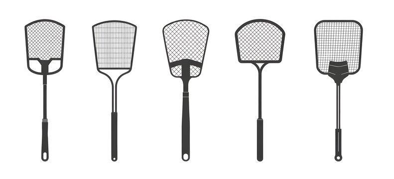 3D Cartoon Fly Swatter Icons Set