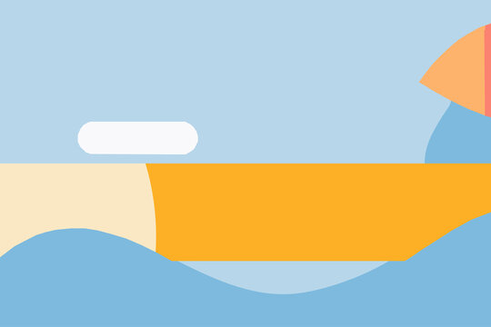 Minimalist abstract background with flat geometric shapes representing boat on water