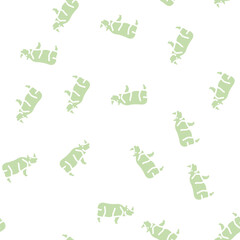Obraz premium rhino animal glyph vector seamless pattern. rhino animal signthin illustration