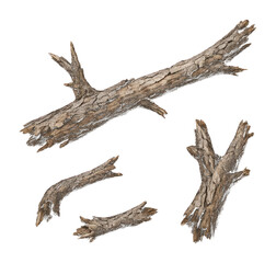 Fototapeta premium PNG Natural rustic wooden branches